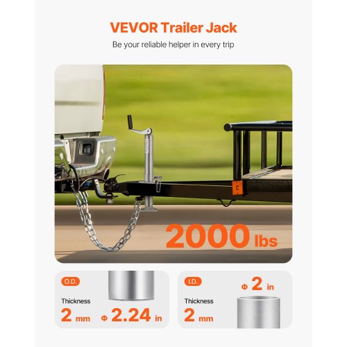 A Frame Trailer Jack Bolt on Trailer Tongue Jack 2000 lbs 142 Travel