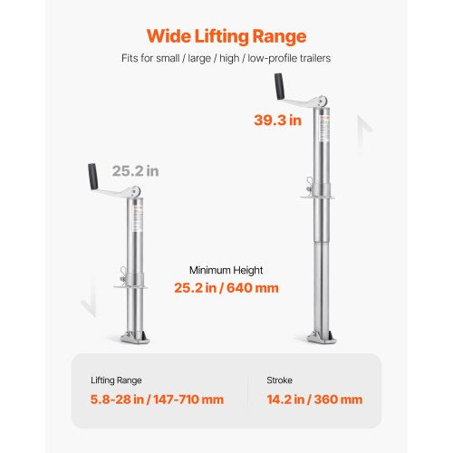 A Frame Trailer Jack Bolt on Trailer Tongue Jack 2000 lbs 142 Travel