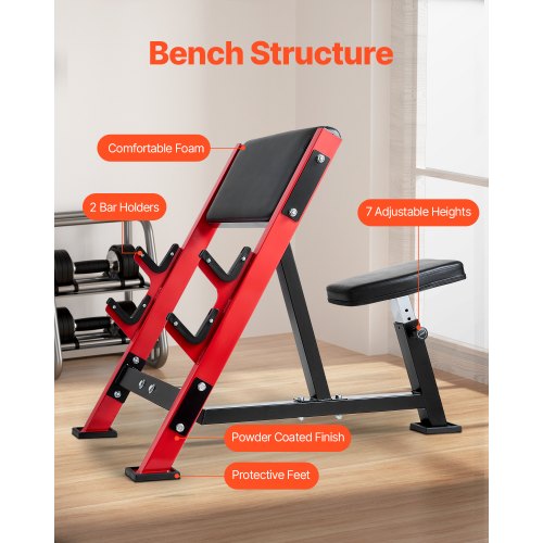 Preacher Curl Bench Strength Training Benches Max load 660 LBS Home Gym