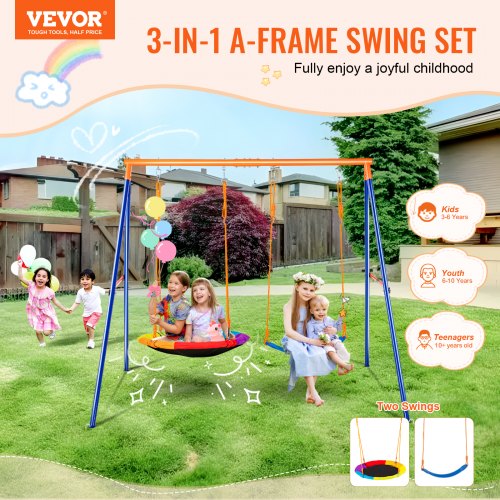 Swing Sets for Backyard 440lbs Load Capacity Swing Set with 1 Saucer Swing