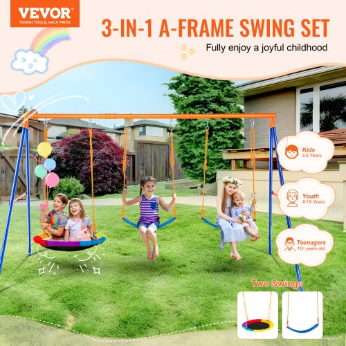 Swing Sets for Backyard 600lbs Load Capacity Swing Set with 1 Saucer Swing
