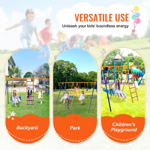 Swing Sets for Backyard 6 in 1 Swing Set with 2 Swings Trapeze Bar