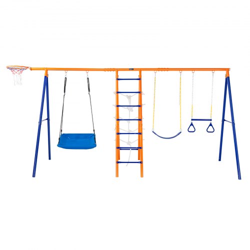 Swing Sets for Backyard 6 in 1 Swing Set with 2 Swings Trapeze Bar