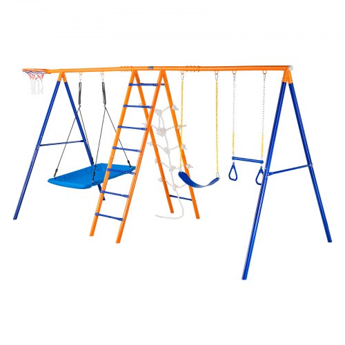 Swing Sets for Backyard 6 in 1 Swing Set with 2 Swings Trapeze Bar