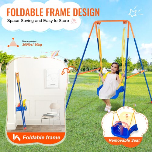 Swing Sets for Backyard 3in1 Toddler Swing Set with 4 Sandbags Foldable