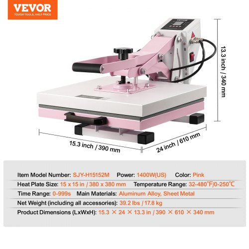 Heat Press 15 x 15 inch Digital Heat Press Machine Slide Out Heat Transfer
