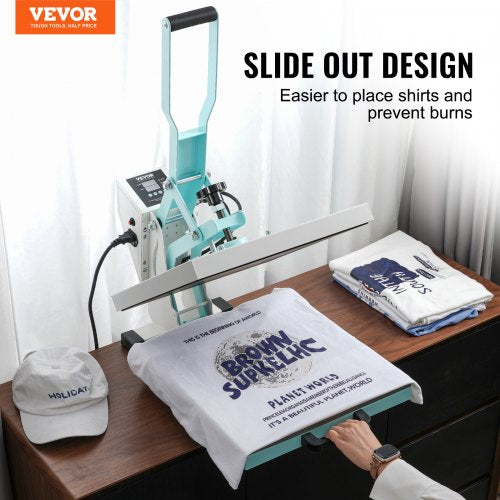 Heat Press Machine 15x15 in Slide Out Heat Transfer Machine TShirts Green –