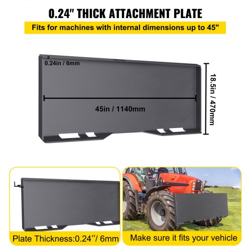 Skid Steer Mount Plate Thick Skid Steer Attachment Plate Steel Quick