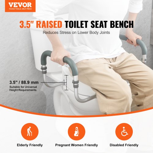 Raised Toilet Seat 35 Height Raised 300 lbs Weight Capacity for Standard Round