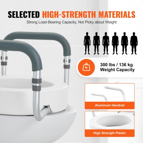 Raised Toilet Seat 35 Height Raised 300 lbs Weight Capacity for Standard Round