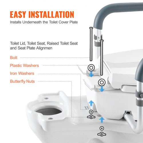 Raised Toilet Seat 35 Height Raised 300 lbs Weight Capacity for Standard Round