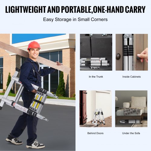 Telescoping Ladder 125FT AShape Aluminum Extension Ladder Lightweight