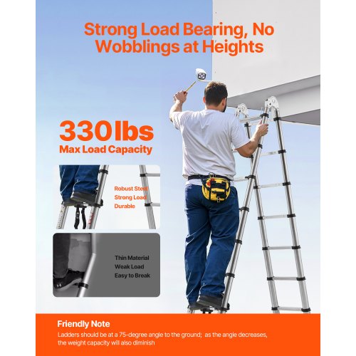 Telescoping Ladder A Frame 165ft Stainless Steel Extension Ladder