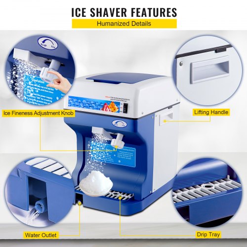 110V Electric Shaved Ice Machine 250W Snow Cone Maker Tabletop with Adjustable