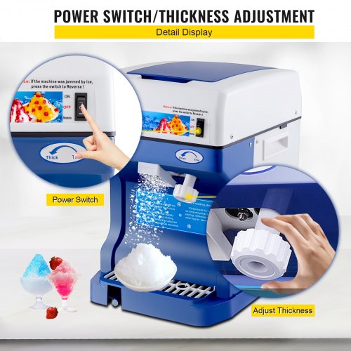 110V Electric Shaved Ice Machine 250W Snow Cone Maker Tabletop with Adjustable