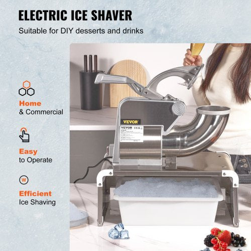 Ice Crushers Machine 661lbs Per Hour Electric Snow Cone Maker with 4