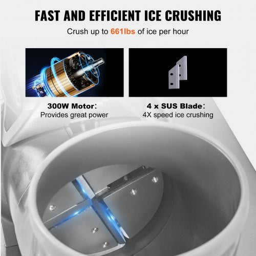 Ice Crushers Machine 661lbs Per Hour Electric Snow Cone Maker with 4