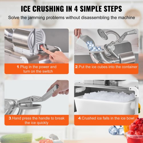 Ice Crushers Machine 661lbs Per Hour Electric Snow Cone Maker with 4