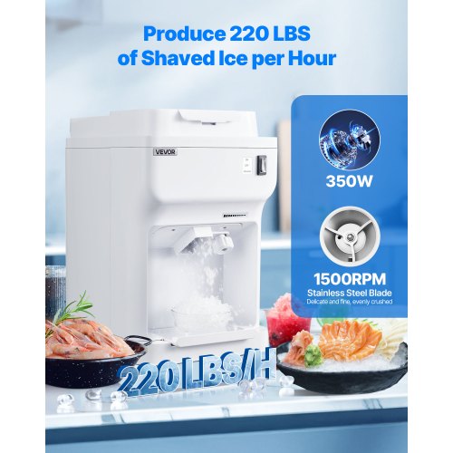Commercial Ice Shaver Crusher 220lbs Per Hour Electric Snow Cone Maker with 4L