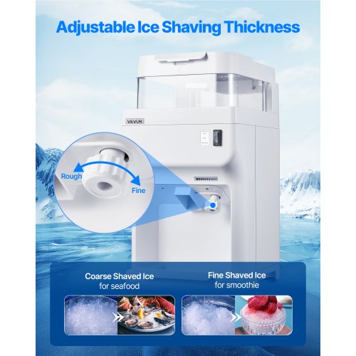 Commercial Ice Shaver Crusher 220lbs Per Hour Electric Snow Cone Maker with 8L