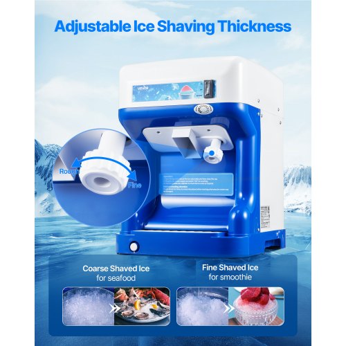 Commercial Ice Shaver Crusher 286lbs Per Hour Electric Snow Cone Maker with 2L