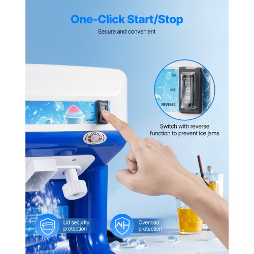 Commercial Ice Shaver Crusher 286lbs Per Hour Electric Snow Cone Maker with 2L