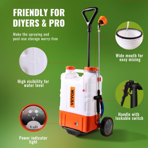Battery Powered Backpack Sprayer with Cart 094 PSI Adjustable Pressure 4