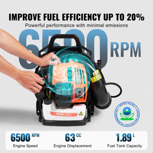 Backpack Leaf Blower 62CC 2Cycle Gas Leaf Blower 1110CFM Air Volume – 22 L