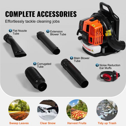 Backpack Leaf Blower 62CC 2Cycle Gas Leaf Blower 1110CFM Air Volume – 22 L