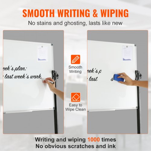 Rolling Magnetic Whiteboard Doublesided Mobile Whiteboard 36x24 Inches