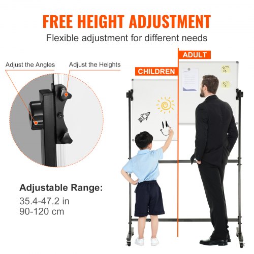 Rolling Magnetic Whiteboard Doublesided Mobile Whiteboard 36x24 Inches
