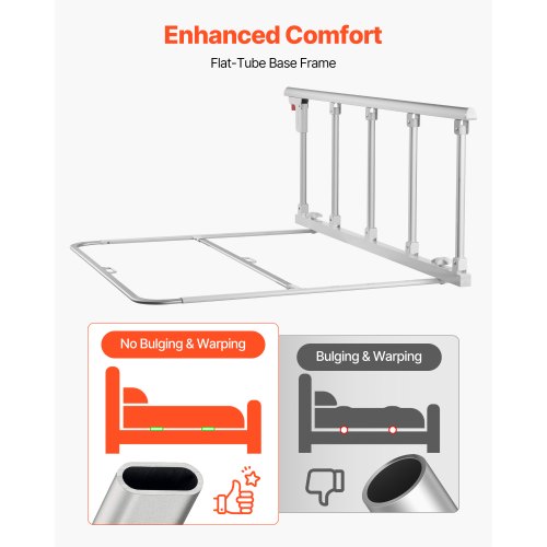 Foldable Bed Rail for Elderly 48 in Bedside Assist Rail with Fixing Strap