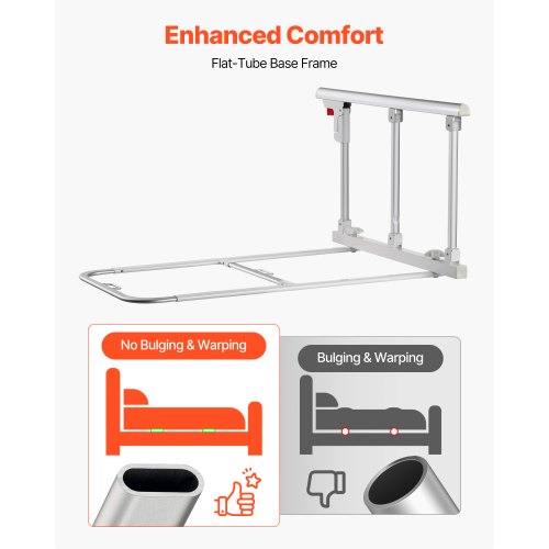 Foldable Bed Rail for Elderly 28 in Bedside Assist Rail with Fixing Strap