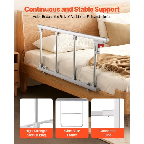 Foldable Bed Rail for Elderly 38 in Bedside Assist Rail with Fixing Strap