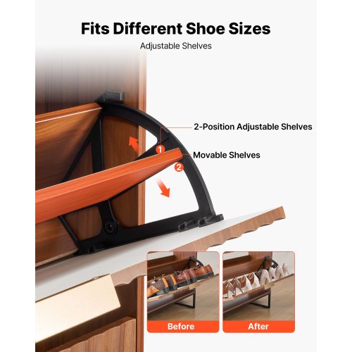 Shoe Cabinet with 2 Flip Drawers MidCentury Shoes Storage Cabinet with 2 Flip