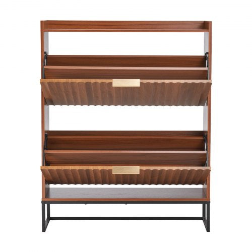 Shoe Cabinet with 2 Flip Drawers MidCentury Shoes Storage Cabinet with 2 Flip