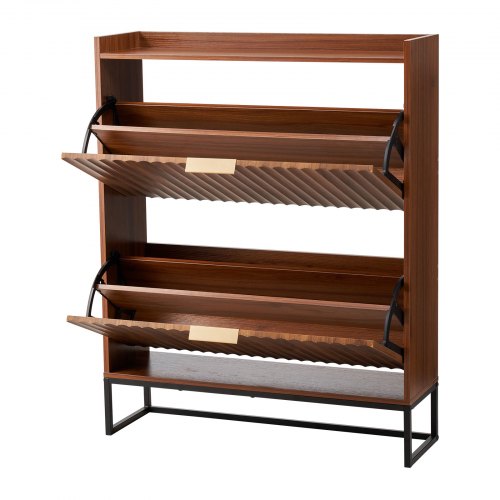 Shoe Cabinet with 2 Flip Drawers MidCentury Shoes Storage Cabinet with 2 Flip