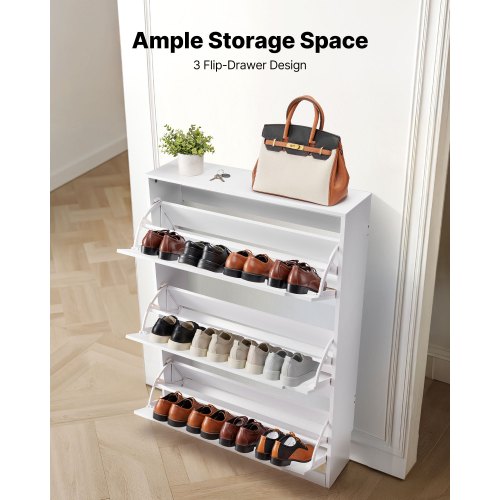 Shoe Cabinet with 3 Flip Drawers Modern Shoes Storage Cabinet with 3 Flip