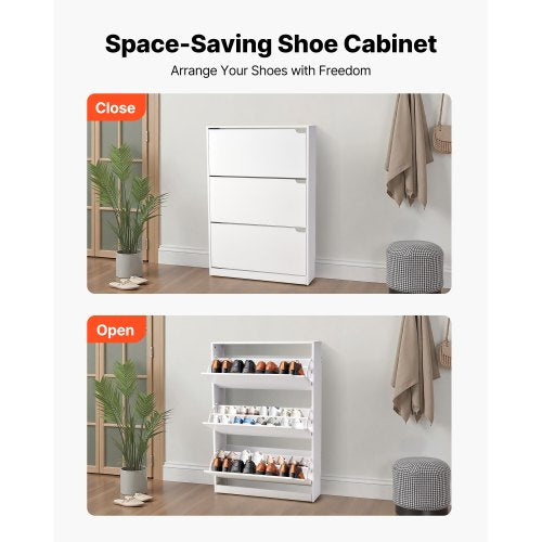 Shoe Cabinet with 3 Flip Drawers Modern Shoes Storage Cabinet with 3 Flip