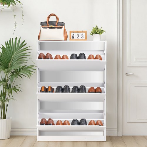 Shoe Cabinet with 3 Flip Drawers Modern Shoes Storage Cabinet with 3 Flip