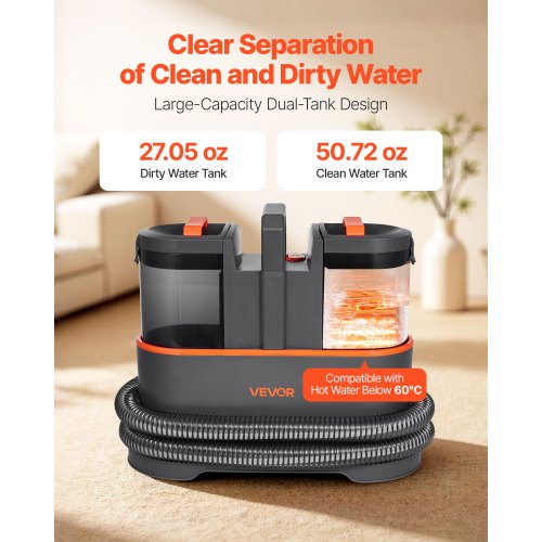 Carpet Cleaner Machine 50.72 oz Clean Water Tank 27.05 oz Dirty Water