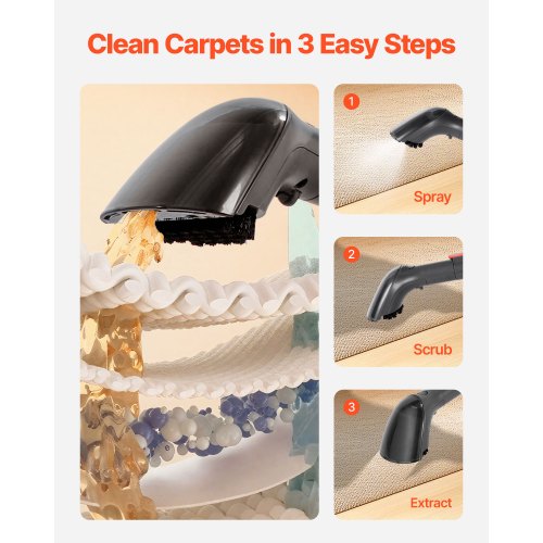Carpet Cleaner Machine 50.72 oz Clean Water Tank 27.05 oz Dirty Water