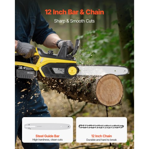 Cordless Chainsaw 20V 12Inch Brushless Chainsaw Battery Powered 40Ah