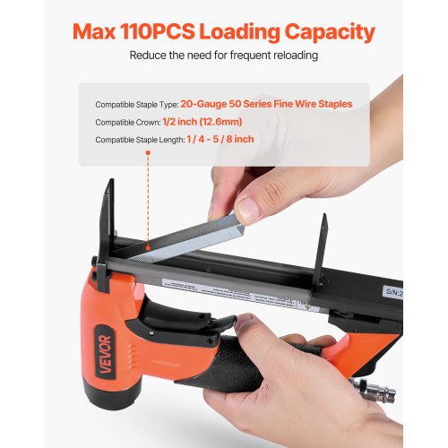 Pneumatic Staple Gun 20 Gauge LongNose Upholstery Stapler for 50 Series