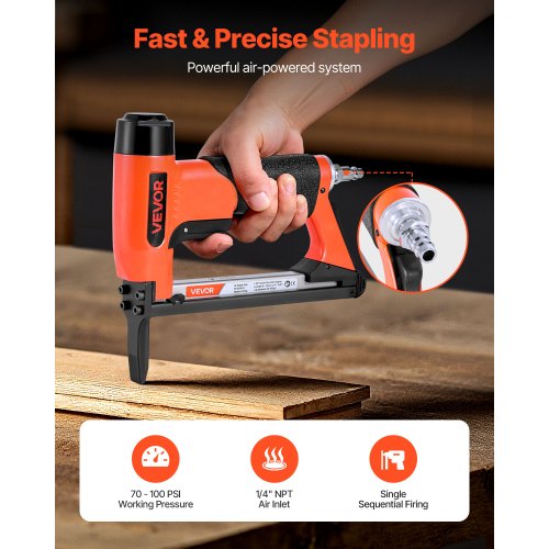 Pneumatic Staple Gun 21 Gauge LongNose Upholstery Stapler for 80 Series