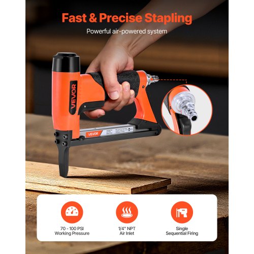 Pneumatic Staple Gun 22 Gauge LongNose Upholstery Stapler for 71 Series