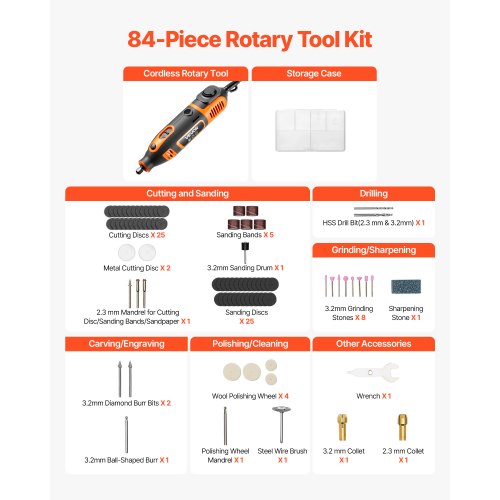 84Piece Rotary Tool Kit 200W Mini Power Rotary Tool Corded 6Level Speed