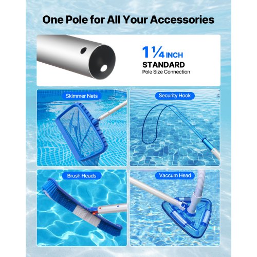 Pool Pole 34 to 12 Ft Telescoping Swimming Pool Cleaning Poles