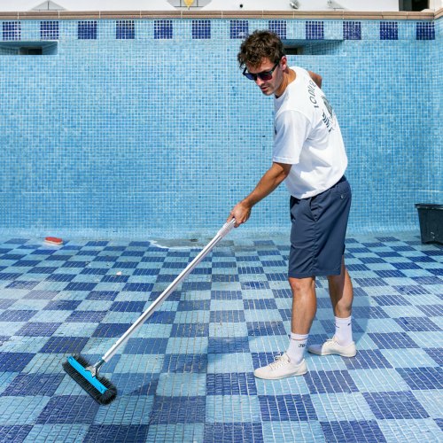 Pool Brush Head 20 Inch Scrub Brushes with Nylon Bristles and Aluminum Pole