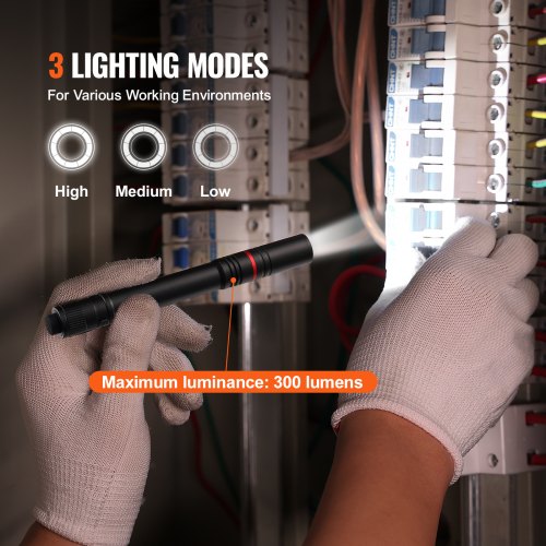 5.9 Inch Rechargeable Penlight 300 lumens 3 Lighting Modes Pocket Pen